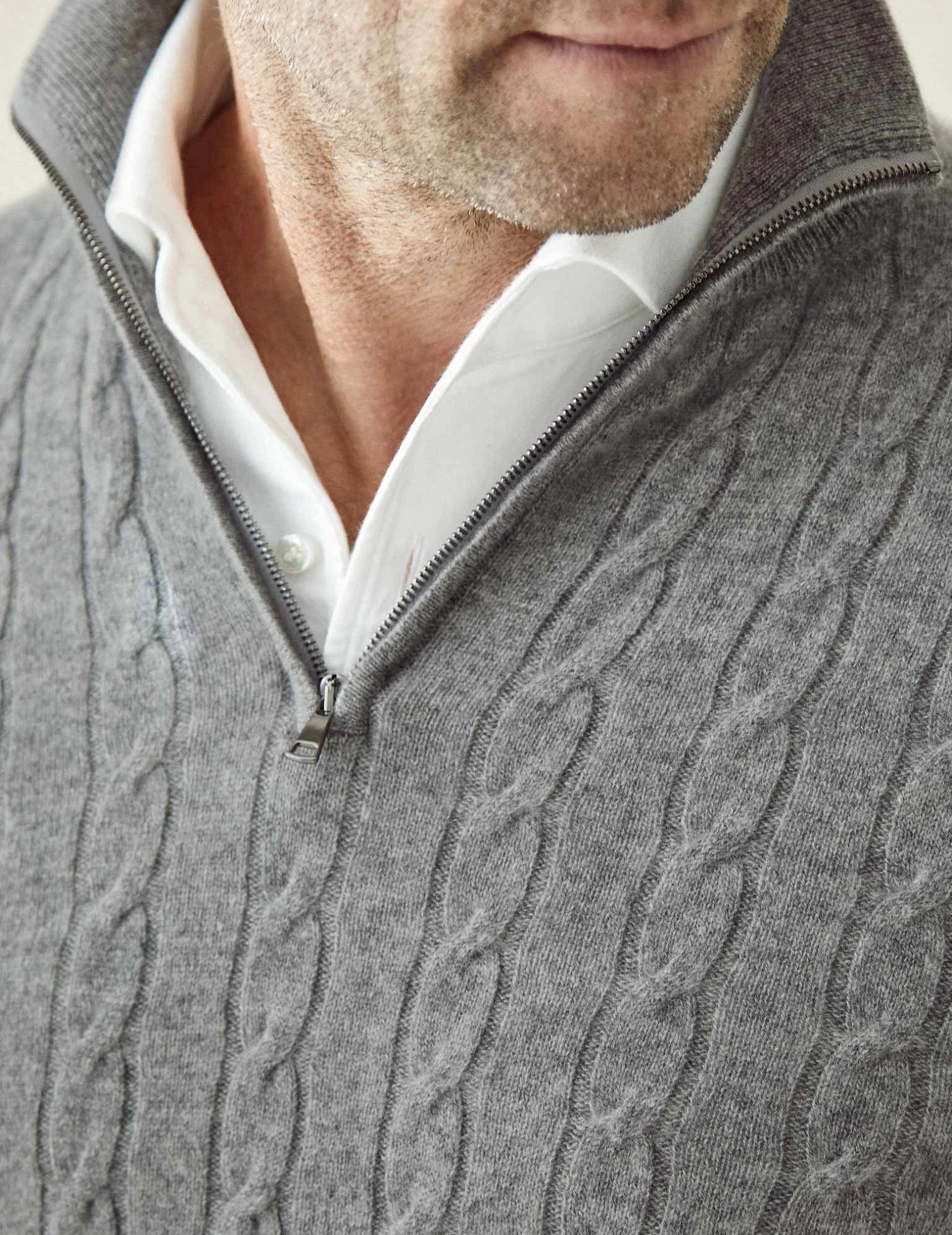 Stylish Cable-Knit Sweater with Zipper
