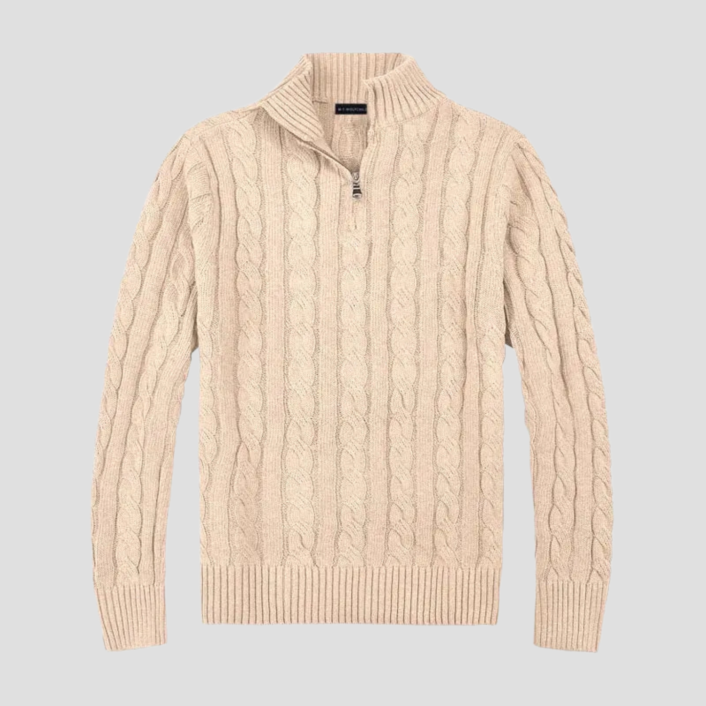 Men's Half-Zip Knit Sweater – Timeless Cable Knit Meets Modern Sophistication