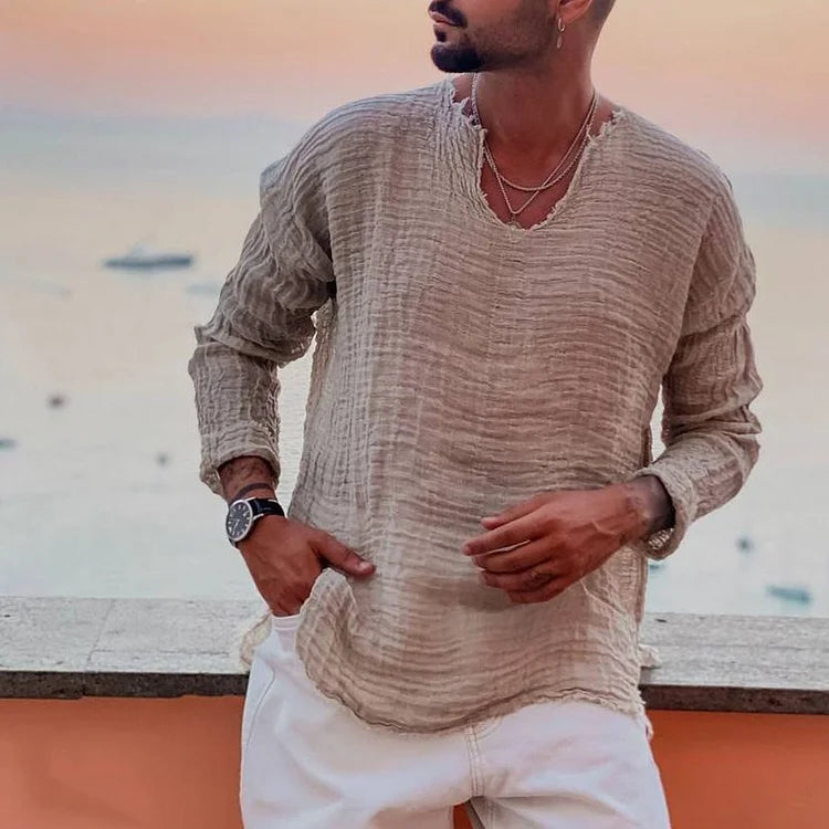 Allan - T-shirt d'été simple avec col en V