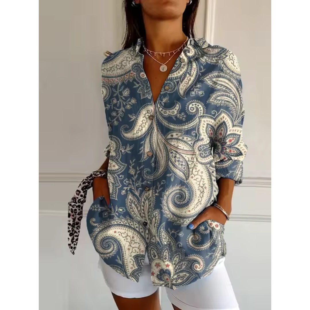 Blouse fleurie à boutons pour femmes