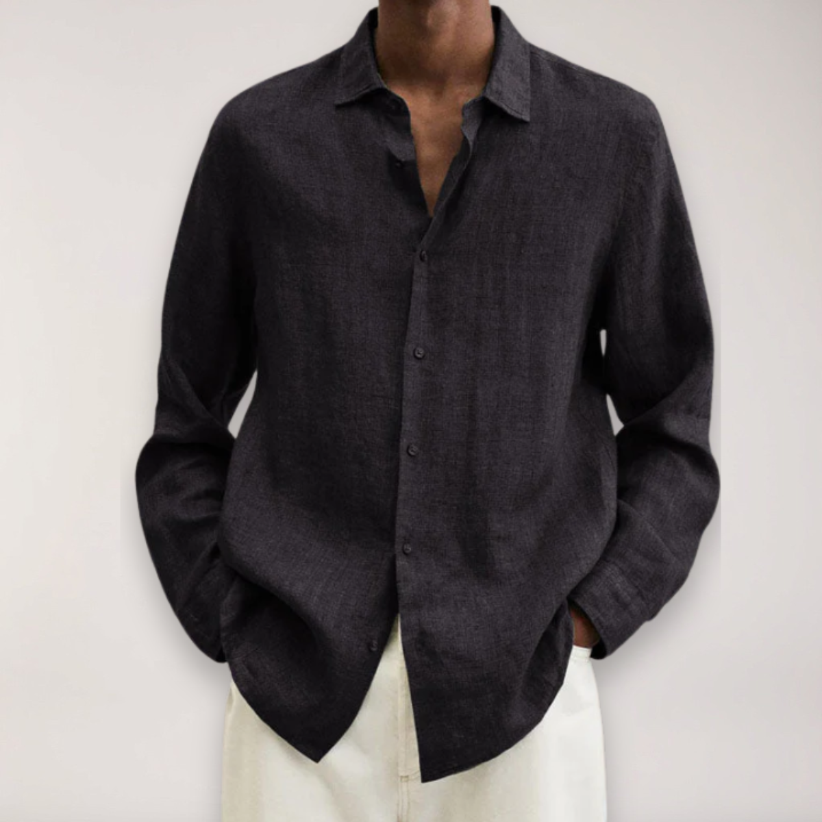 Long-sleeve linen shirt for men - breathable summer shirt in multiple colors
