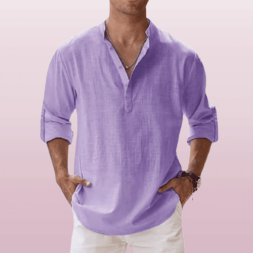 Relaxed Fit – Linen Henley for Men