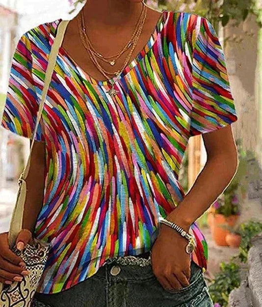 Top tendance à motif coloré en tissu léger - Femme