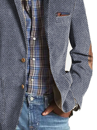 Casual suede blazer with herringbone pattern