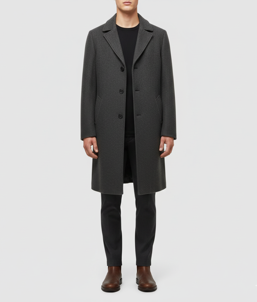 Elegant Slim-Fit Wool Coat for Men