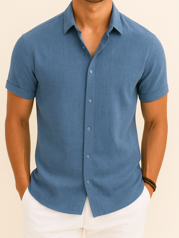 Vero - Chemise en lin à manches courtes pour hommes