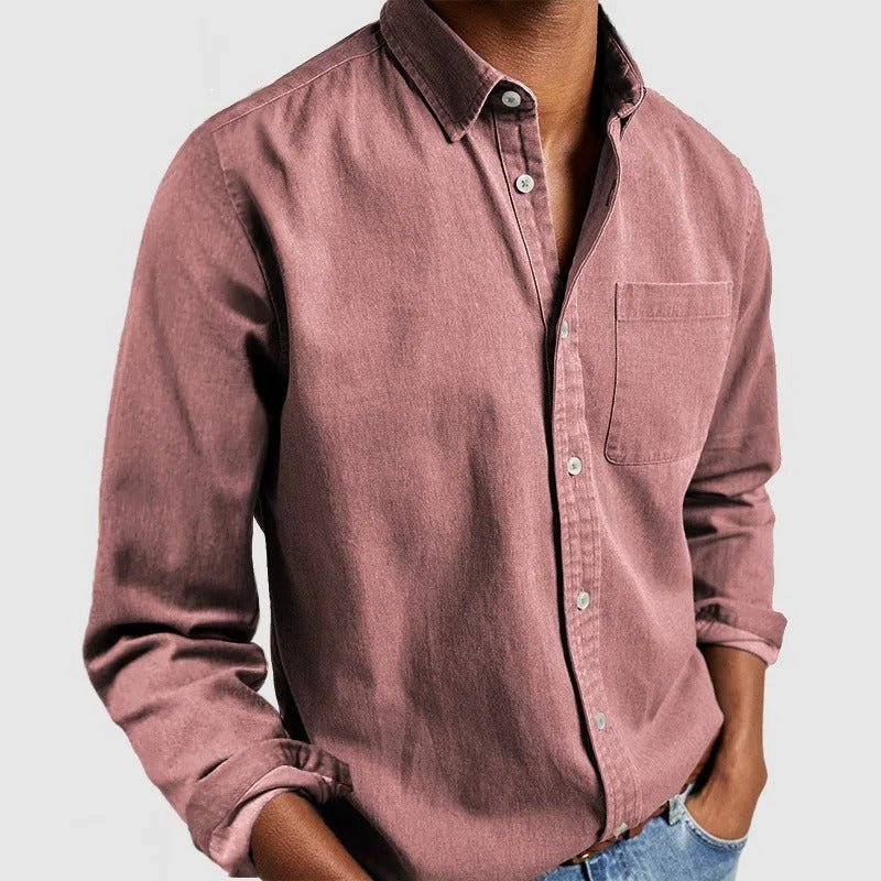 Men's linen shirt with long sleeves and regular fit