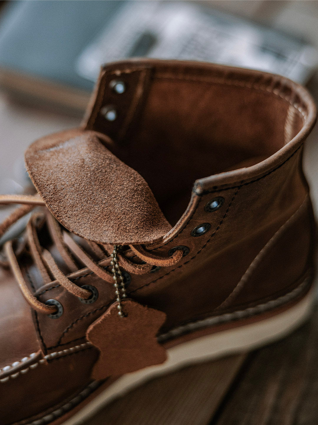 Bottes de travail pour homme à bout mocassin en cuir pleine fleur