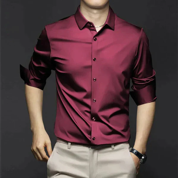 Victor - Chemise en satin à manches longues