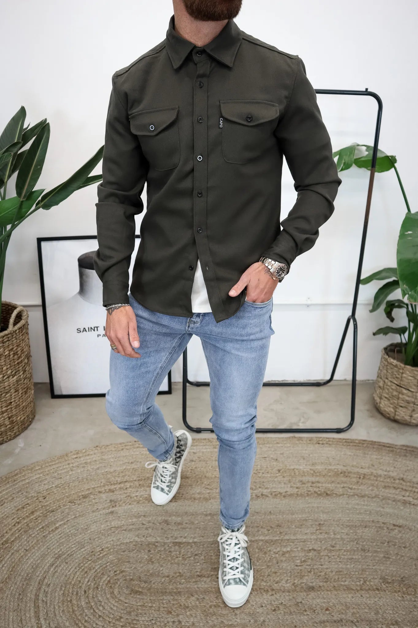 Men's Overshirt Jacket with Chest Pockets – Spring & Autumn – Casual & Lightweight