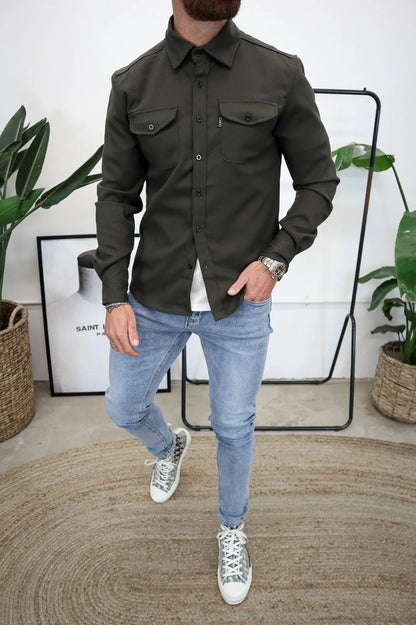 Men's Overshirt Jacket with Chest Pockets – Spring & Autumn – Casual & Lightweight