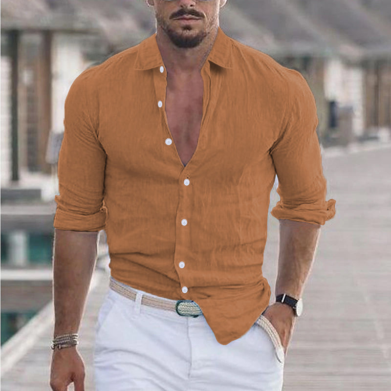 Samuel - Linen Shirt for Men with Turn-Down Collar