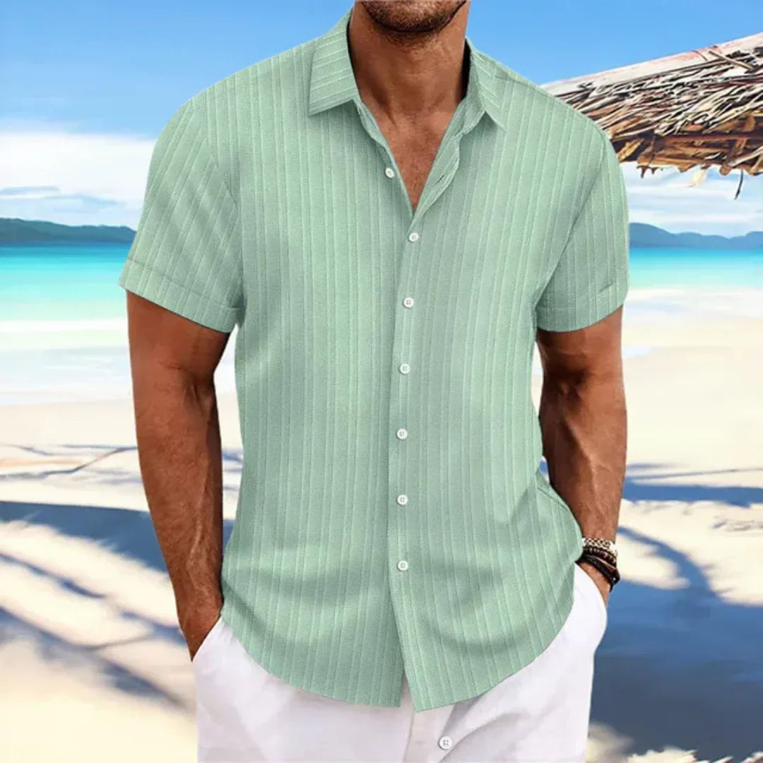 Chemise rayée à boutons pour hommes | Manches courtes