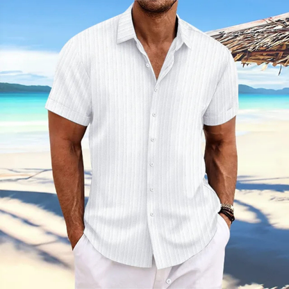 Chemise rayée à boutons pour hommes | Manches courtes
