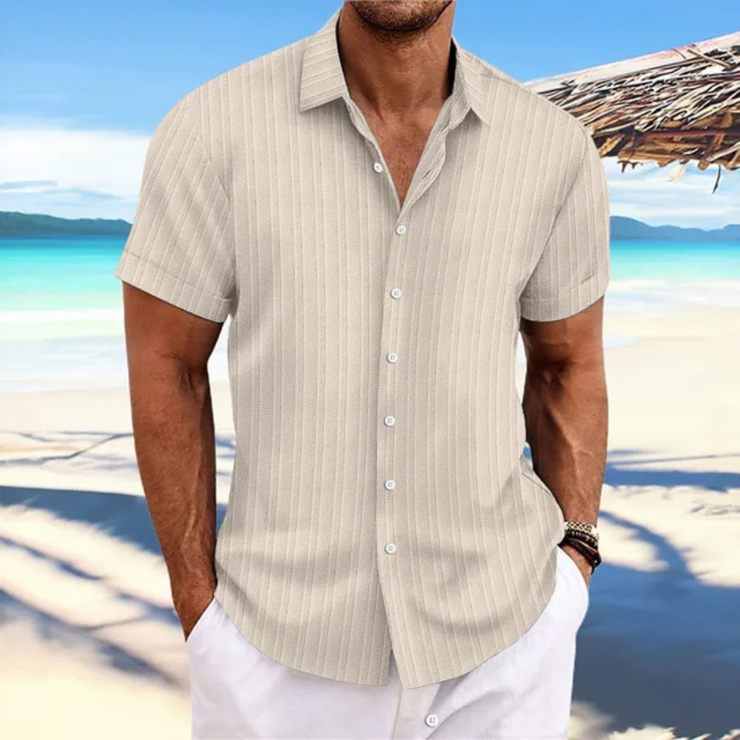 Chemise rayée à boutons pour hommes | Manches courtes