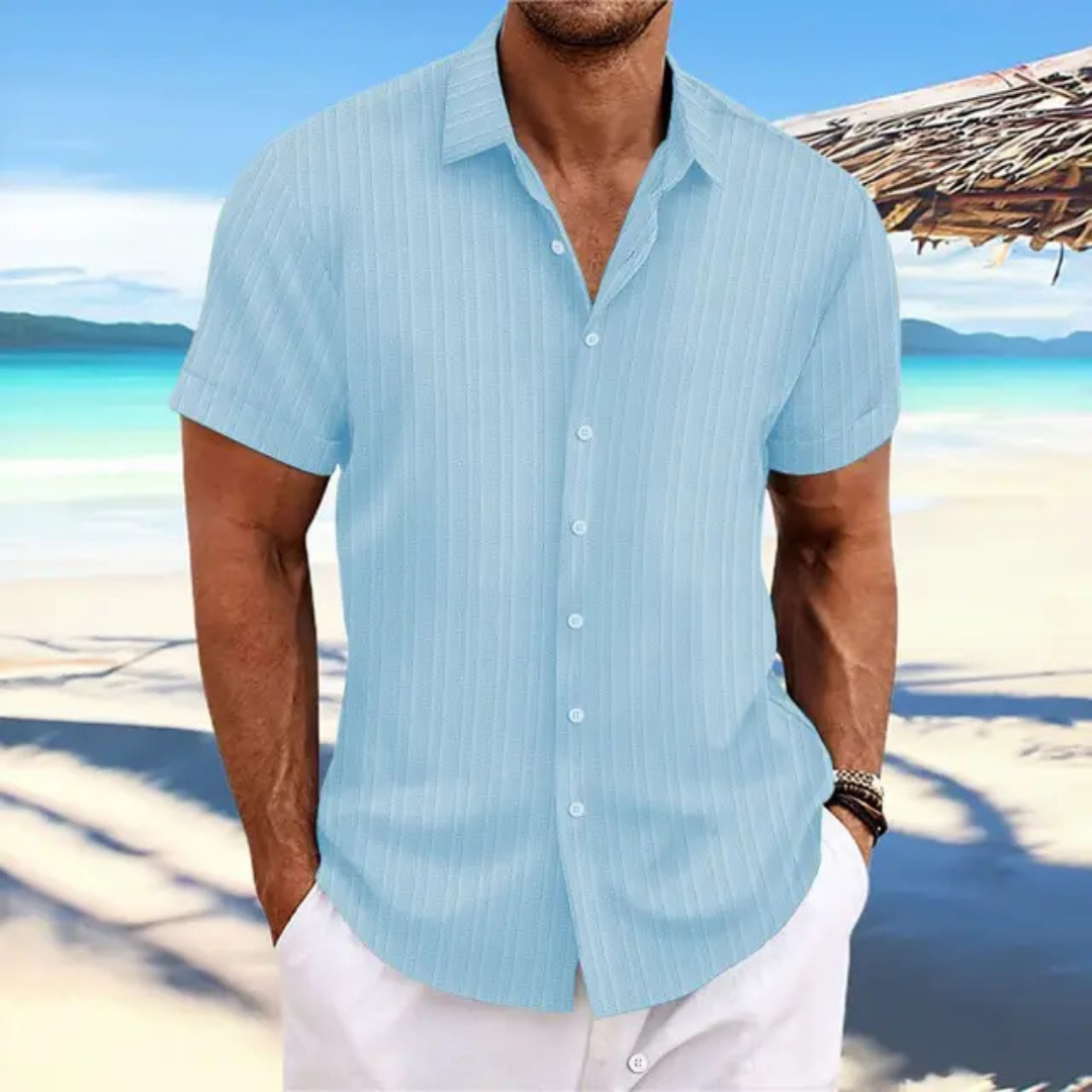 Chemise rayée à boutons pour hommes | Manches courtes