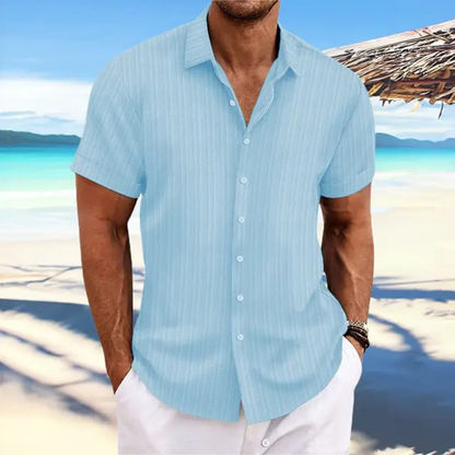 Chemise rayée à boutons pour hommes | Manches courtes
