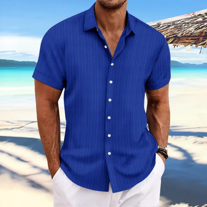Chemise rayée à boutons pour hommes | Manches courtes