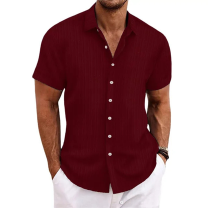 Chemise rayée à boutons pour hommes | Manches courtes