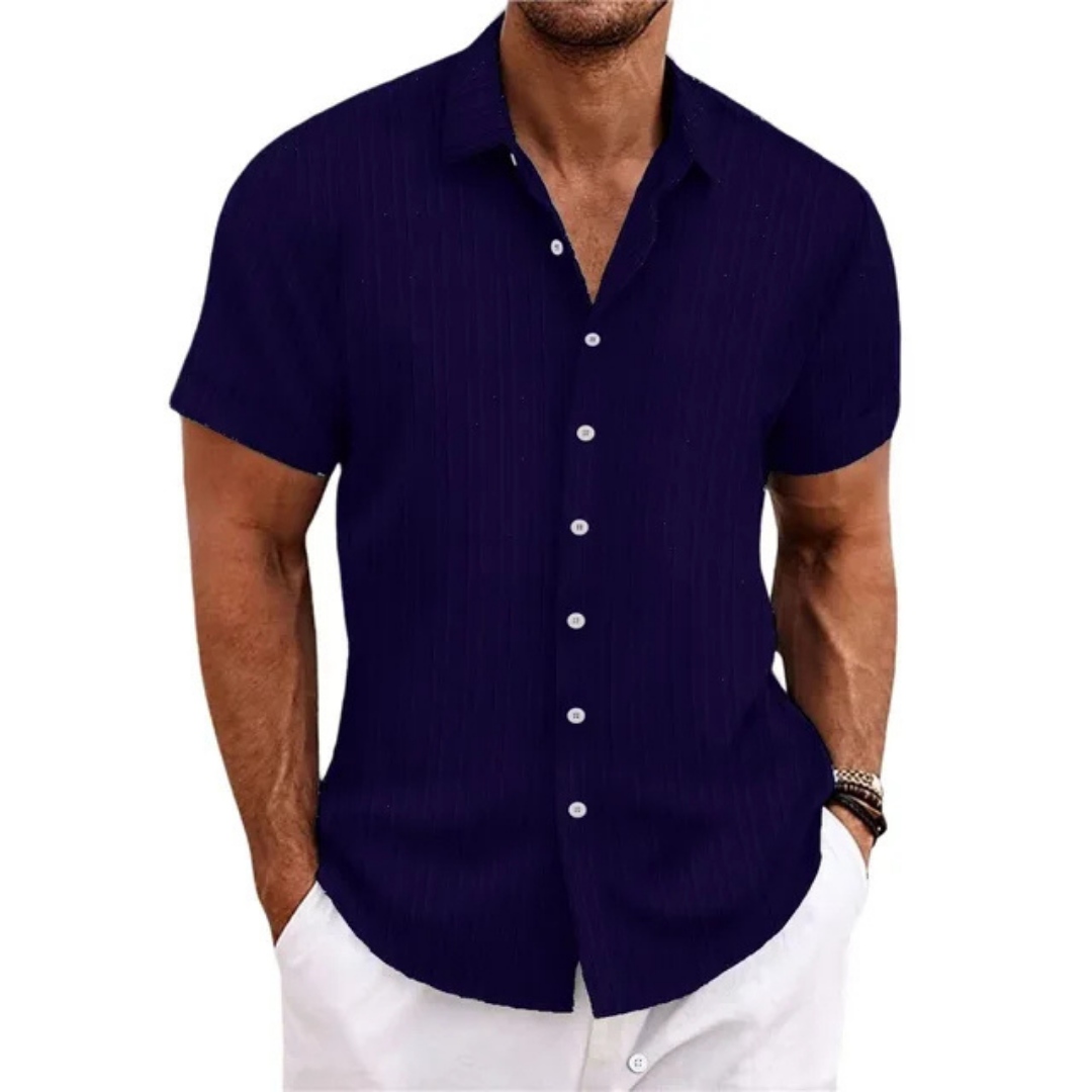 Chemise rayée à boutons pour hommes | Manches courtes