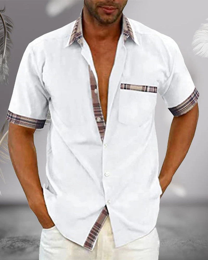 Chemise à manches courtes pour hommes - Slim Fit chemise d'été en coton respirant pour travail et loisirs