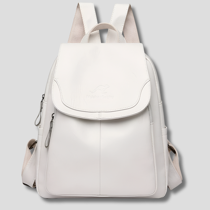 Anti-theft leather backpack for stylish women