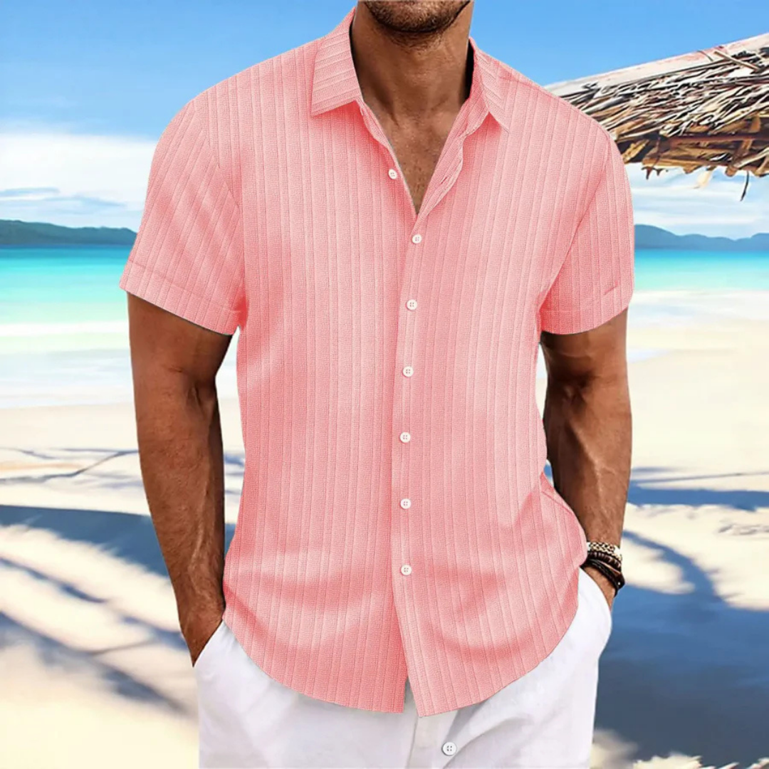 Chemise rayée à boutons pour hommes | Manches courtes