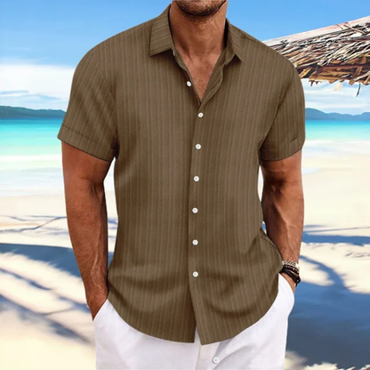 Chemise rayée à boutons pour hommes | Manches courtes