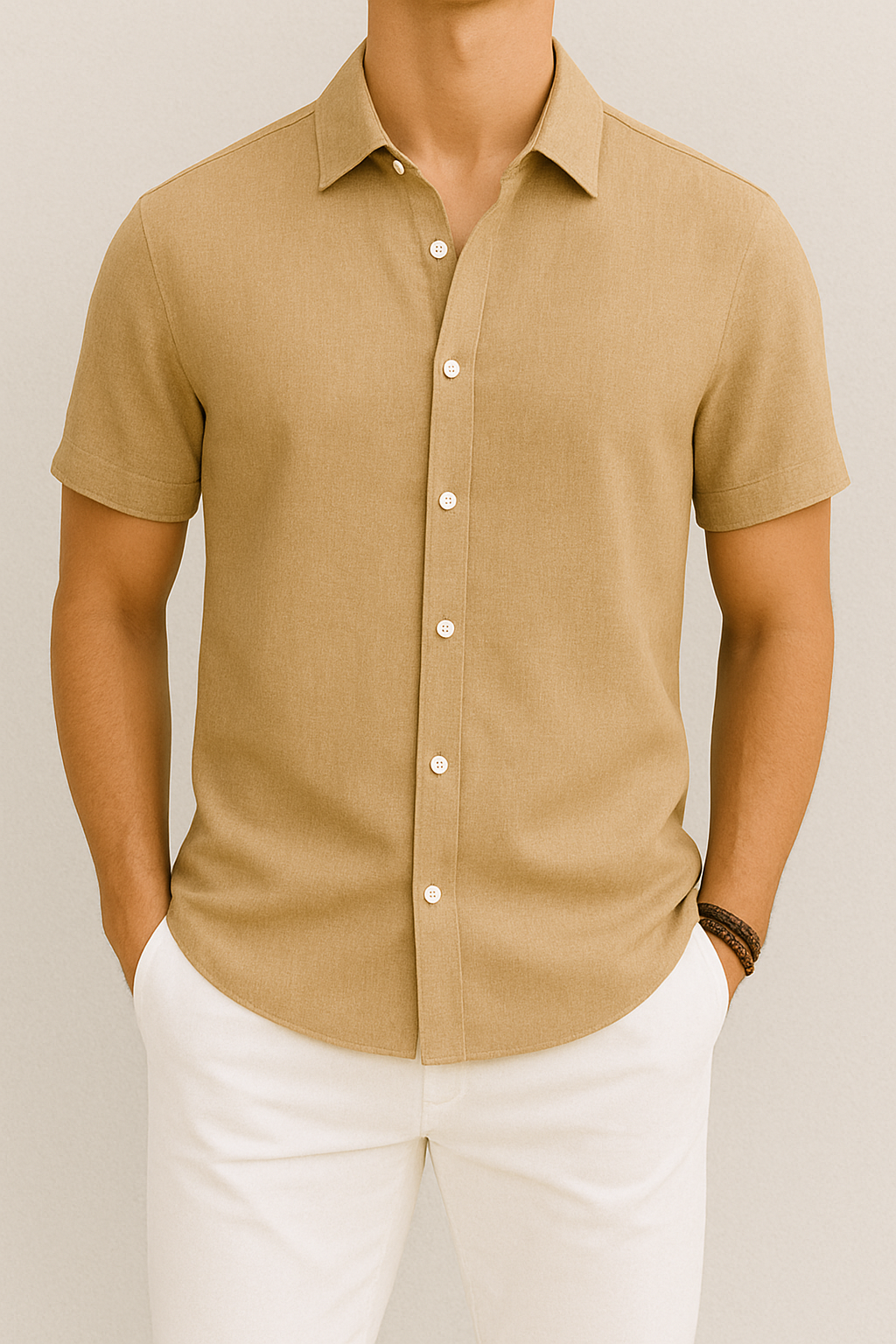 Vero - Chemise en lin à manches courtes pour hommes