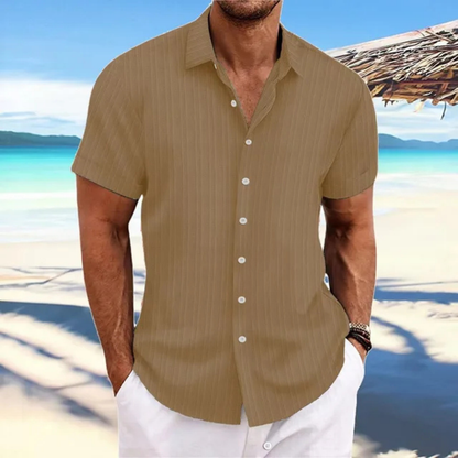 Chemise rayée à boutons pour hommes | Manches courtes