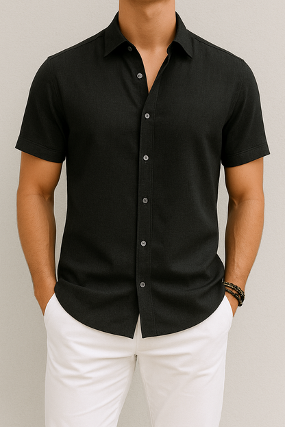 Vero - Chemise en lin à manches courtes pour hommes
