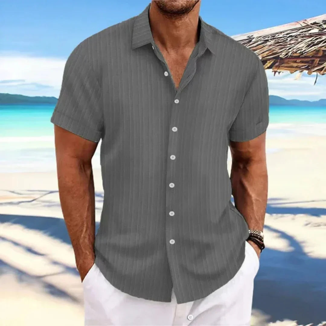 Chemise rayée à boutons pour hommes | Manches courtes