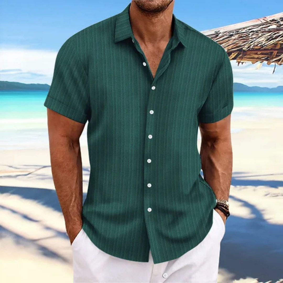 Chemise rayée à boutons pour hommes | Manches courtes