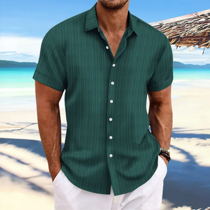Chemise rayée à boutons pour hommes | Manches courtes