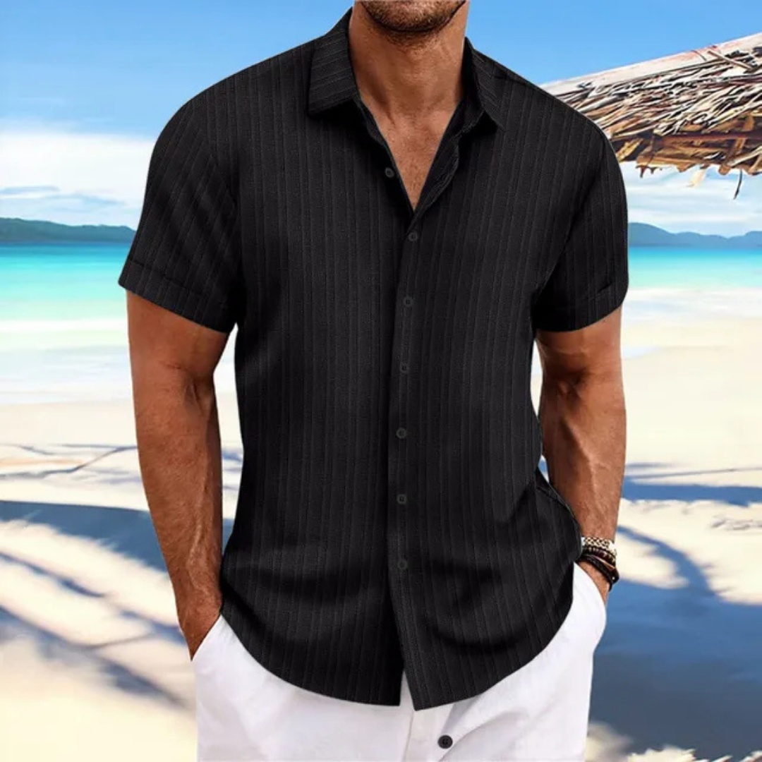 Chemise rayée à boutons pour hommes | Manches courtes