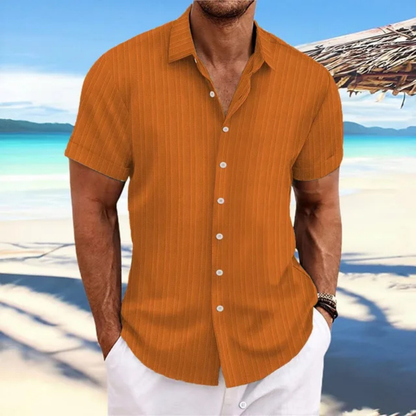 Chemise rayée à boutons pour hommes | Manches courtes