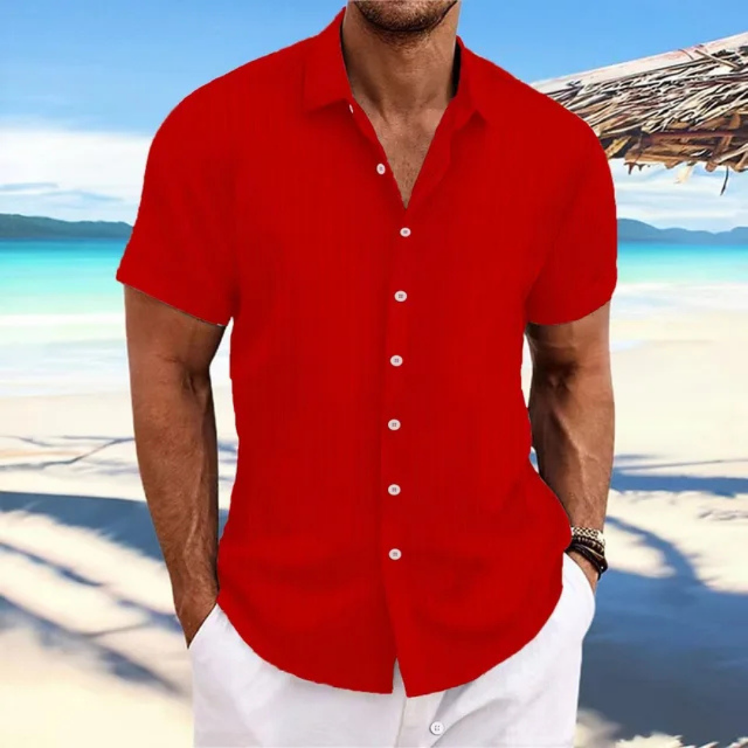 Chemise rayée à boutons pour hommes | Manches courtes