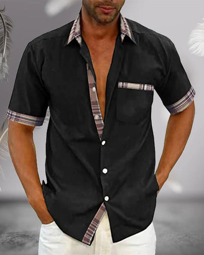 Chemise à manches courtes pour hommes - Slim Fit chemise d'été en coton respirant pour travail et loisirs