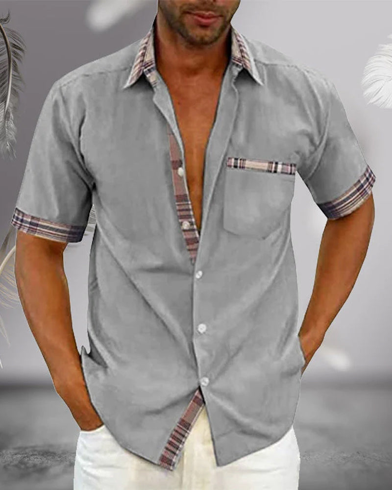 Chemise à manches courtes pour hommes - Slim Fit chemise d'été en coton respirant pour travail et loisirs
