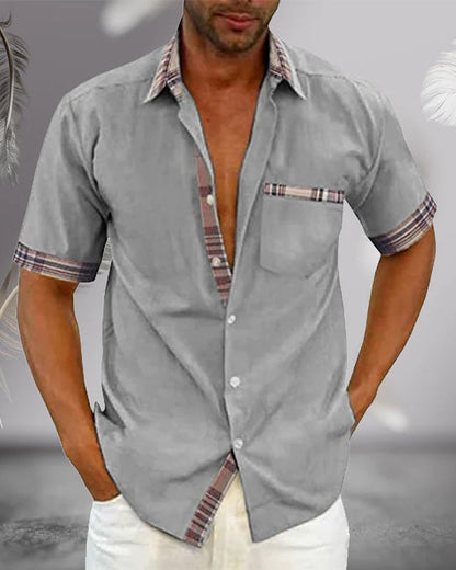 Chemise à manches courtes pour hommes - Slim Fit chemise d'été en coton respirant pour travail et loisirs