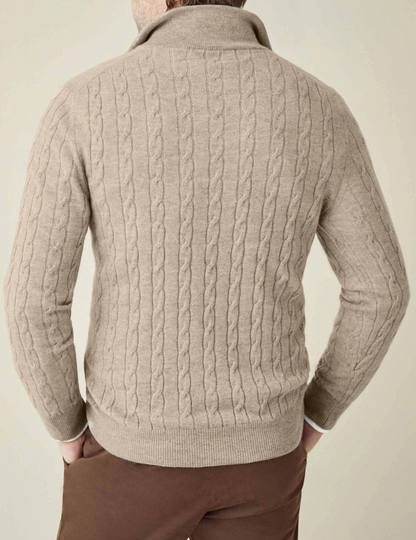 Stylish Cable-Knit Sweater with Zipper
