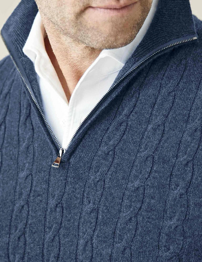 Stylish Cable-Knit Sweater with Zipper