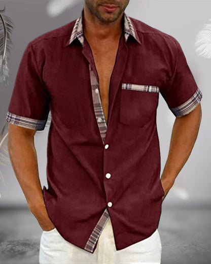 Chemise à manches courtes pour hommes - Slim Fit chemise d'été en coton respirant pour travail et loisirs