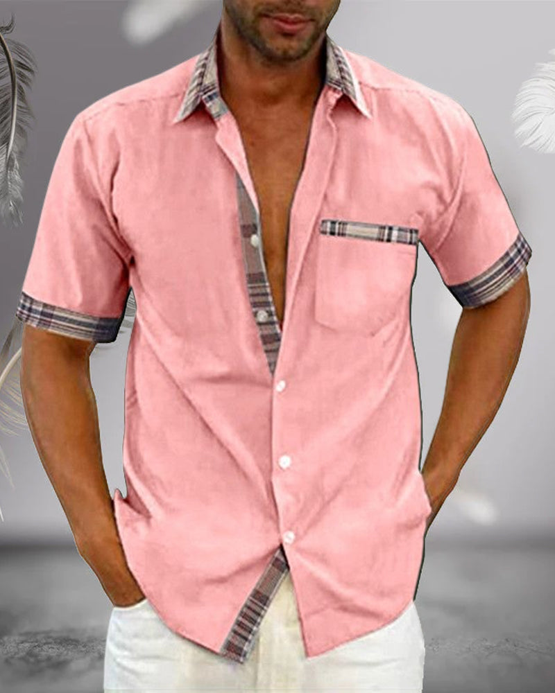 Chemise à manches courtes pour hommes - Slim Fit chemise d'été en coton respirant pour travail et loisirs