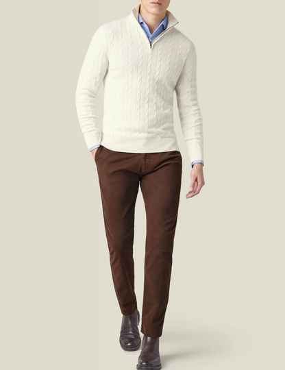 Stylish Cable-Knit Sweater with Zipper