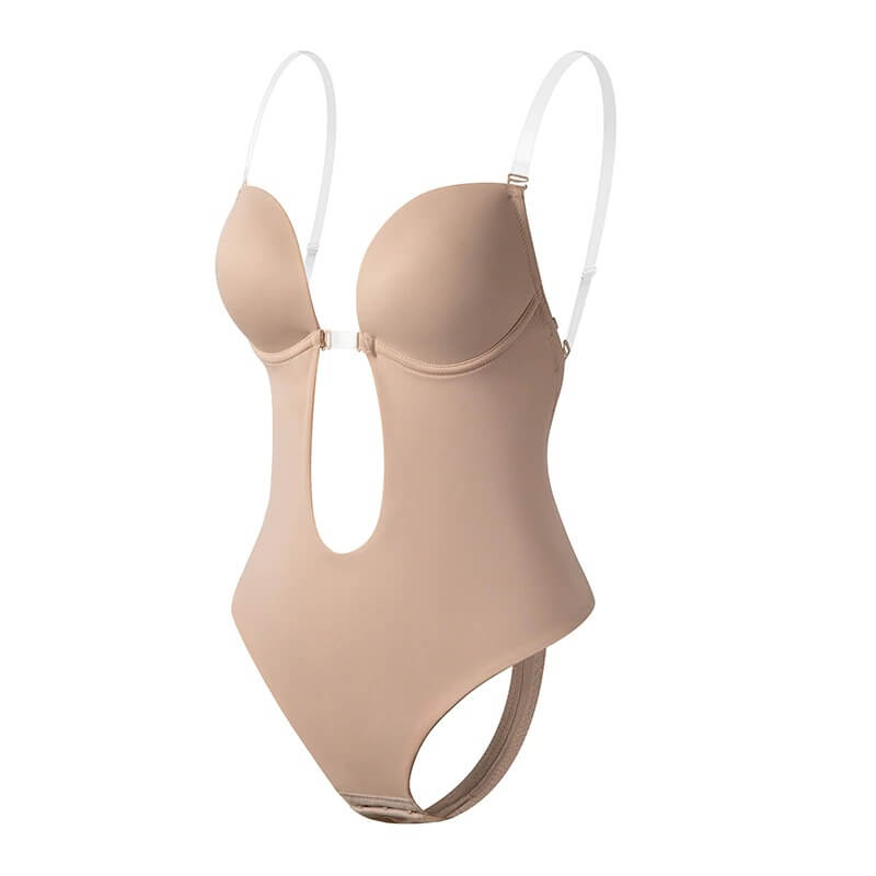 Backless body shaper with deep V-neck for seamless elegance