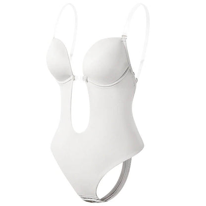 Backless body shaper with deep V-neck for seamless elegance