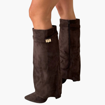 Bottes orthopédiques pour femmes en daim à petit talon