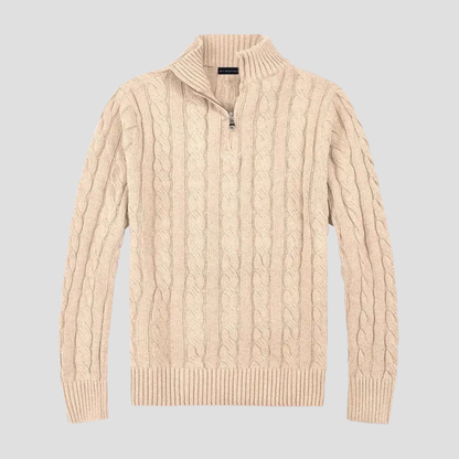 Pull à demi-fermeture éclair pour hommes – Motif torsadé intemporel rencontre raffinement moderne