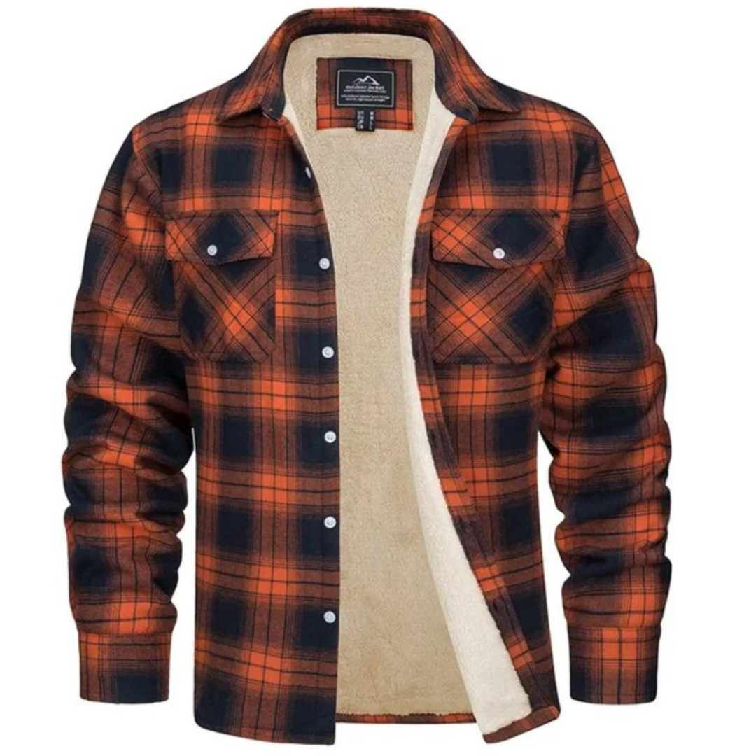 Button-Up Plaid Shirt Jacket For Men | Winter